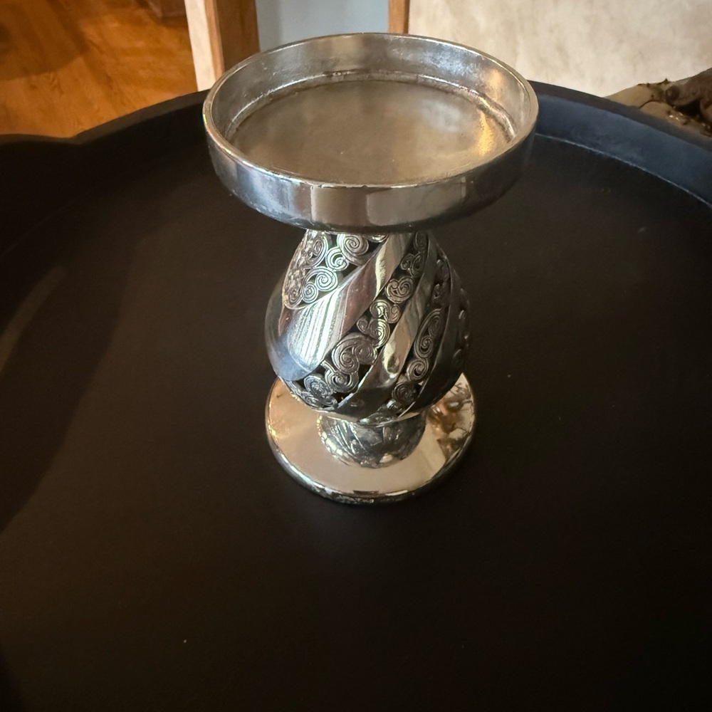 Brighton Silver Swirl Candle Holder